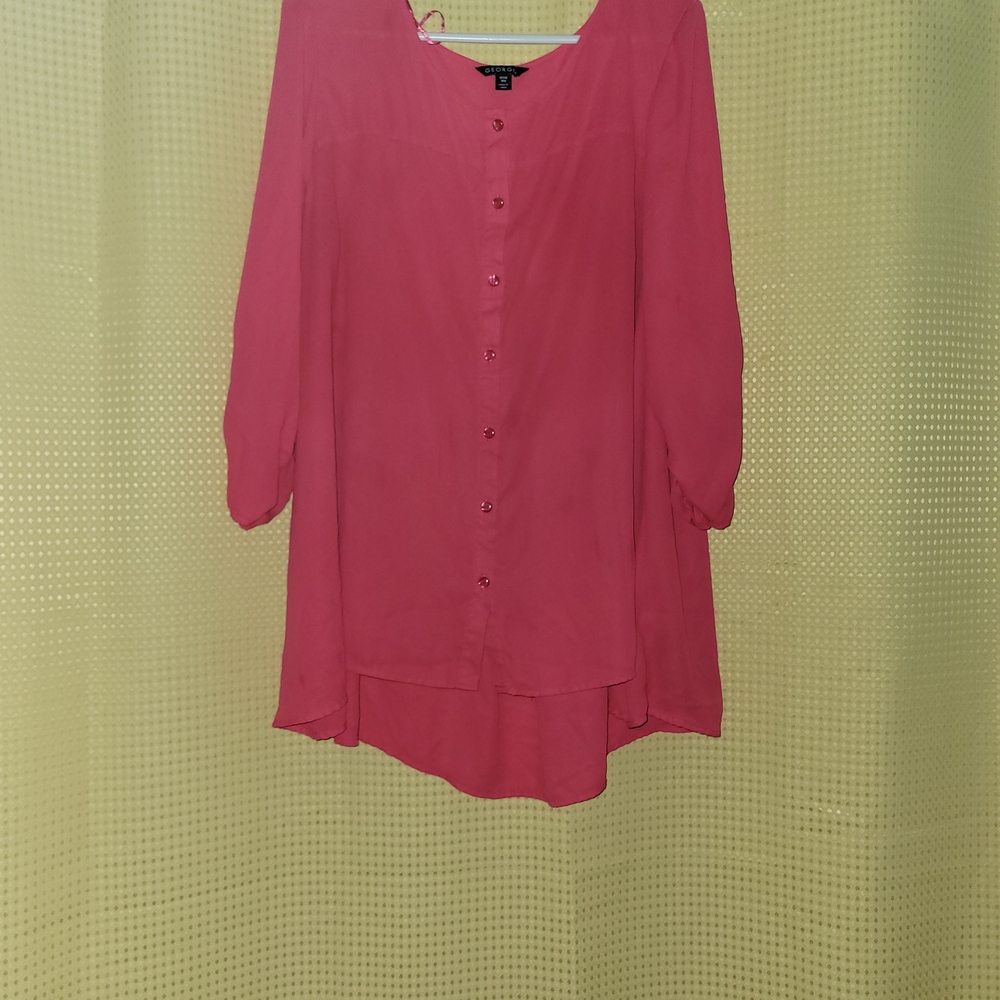 George Women's Vibrant Pink Blouse Size 1X (15W)